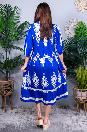 Dressed In Style Royal Blue Midi Dress - D5622RB