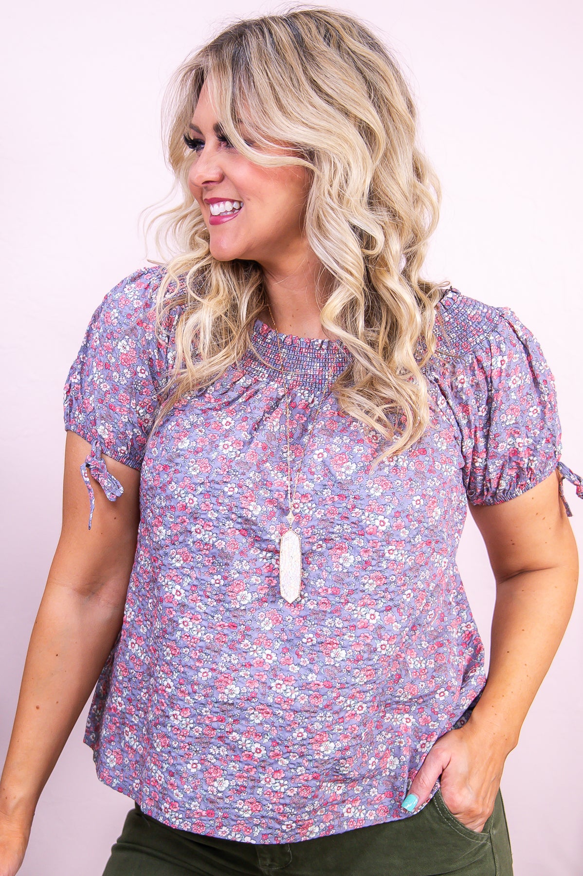 Shop The Look Dusty Lilac/Multi Color Floral Top - T9519DLI