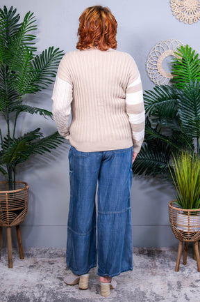 Living In The Now Khaki Sweater Top - T10943KH