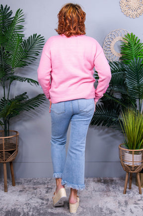 Living In A Floral Paradise Pink Cute Knitted Floral Cardigan - O5786PK