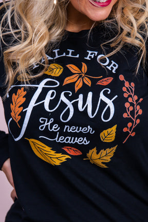 Fall For Jesus Black Graphic Tee - A2994BK