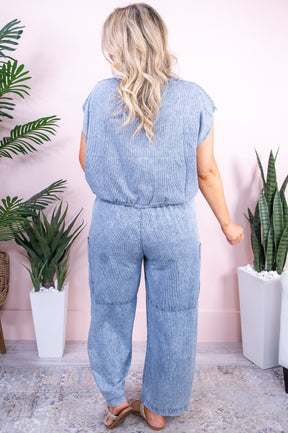 State Of Bliss Denim Blue Striped Top/Pant (2-Piece Set) - T9551DBL