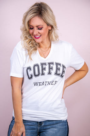 Coffee Weather White Graphic Tee - A2990WH