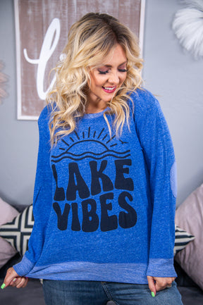 Lake Vibes Royal Melange Graphic Sweatshirt - A2812RBM