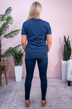 Have The Day You Deserve Heather Navy Graphic Tee - A3581HNV