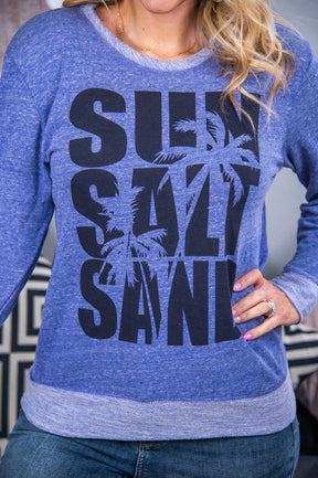 Sun Salt Sand Purple Melange Graphic Sweatshirt - A2814PM