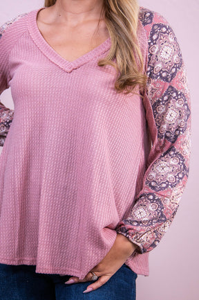 Girl On The Go Mauve/Multi Color Printed Top - T10380MV