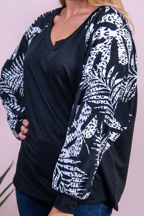 Everytime You Call Black/White Printed Top - T10378BK