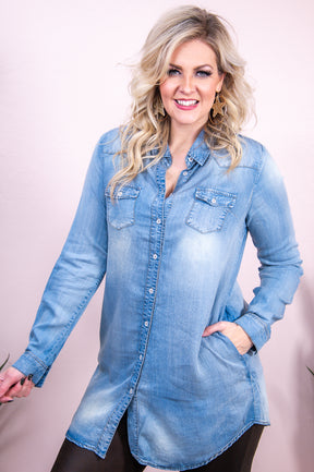 Something To Admire Denim Solid Tunic - T8767DN