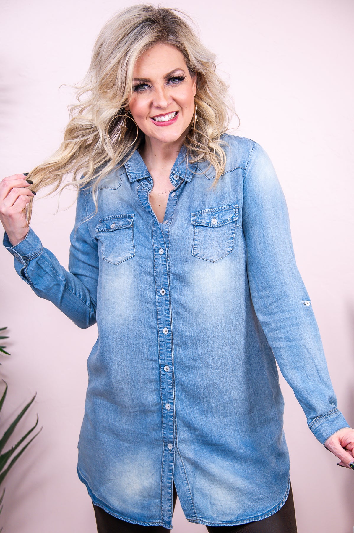 Something To Admire Denim Solid Tunic - T8767DN