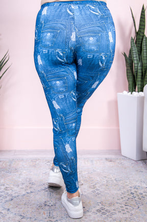 Pocketful Of Joy Denim Blue Printed Leggings - LEG3092DBL