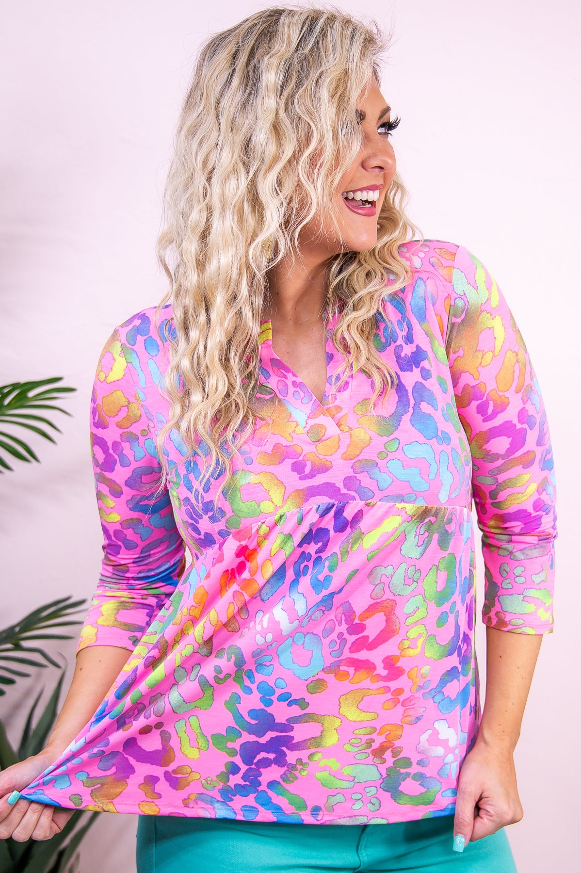 Boho State Of Mind Blush/Multi Color Printed Babydoll Top - T9530BS