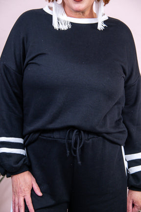 Casual Charm Black/White Top - T8775BK