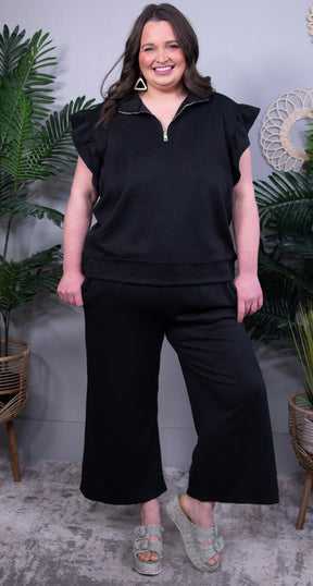 Set For Life Texture Top and Drawstring Wide Leg Pant Set (11 Colors)
