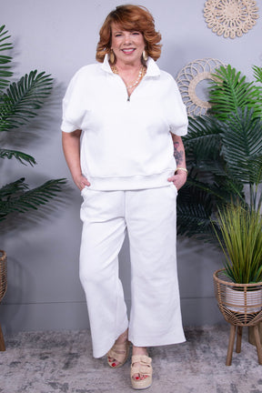 Set The Standard White Texture Half Zip Set - T11343WH