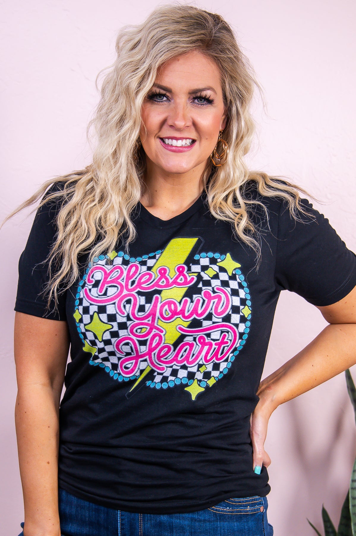 Bless Your Heart Black Graphic Tee - A3336BK