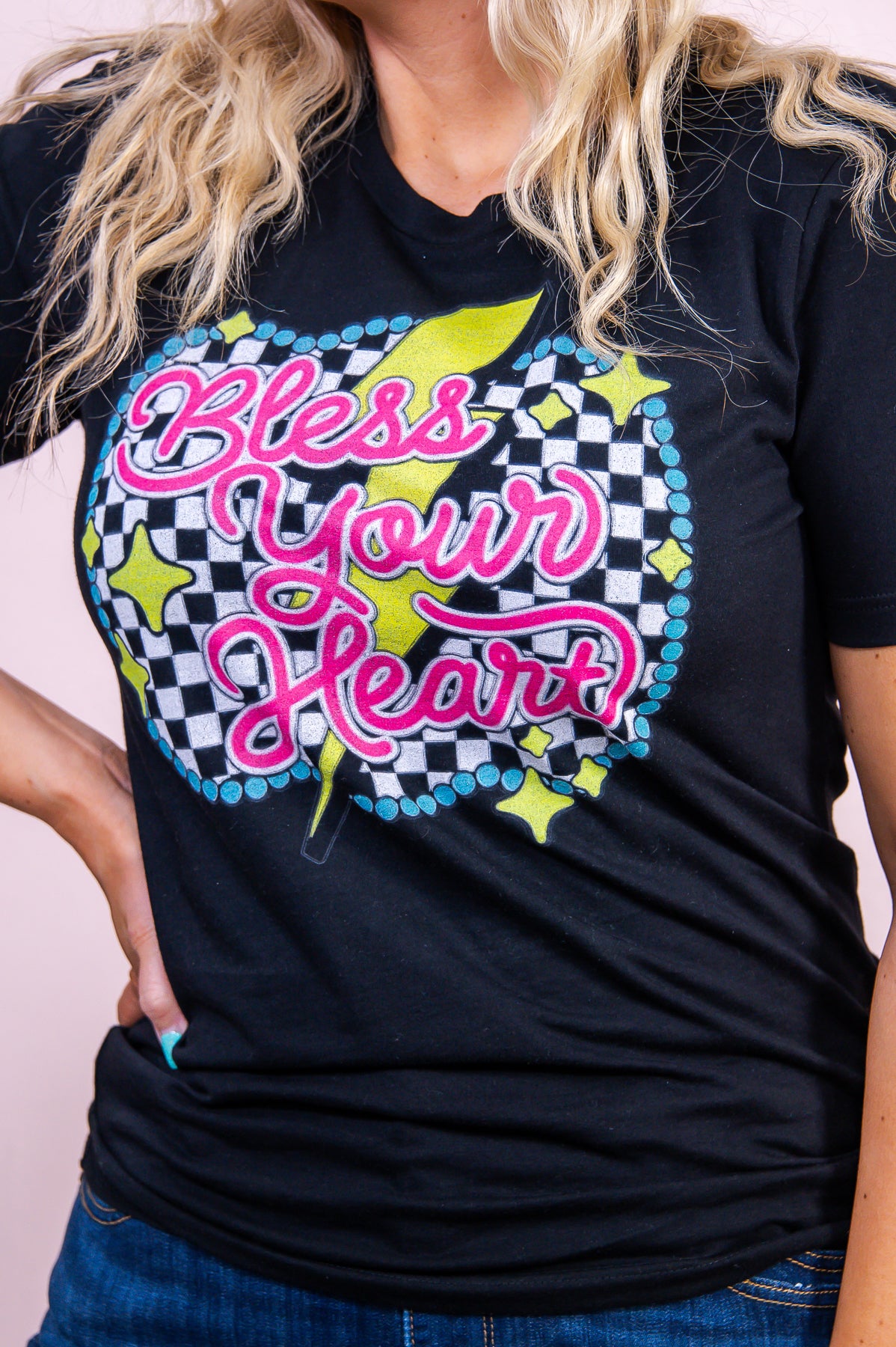 Bless Your Heart Black Graphic Tee - A3336BK