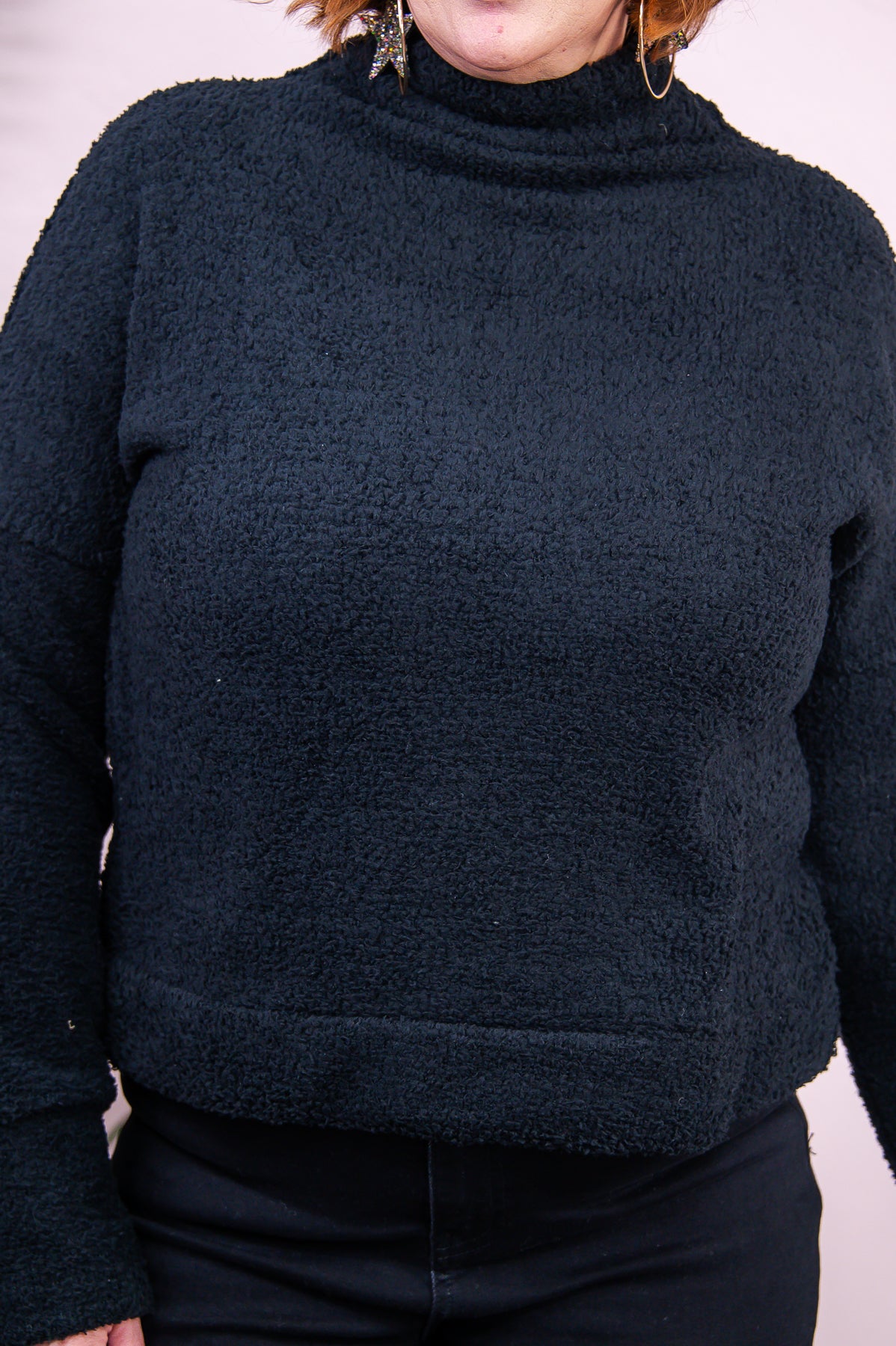 Embrace The Winter Chill Black Solid Sweater Top - T8781BK