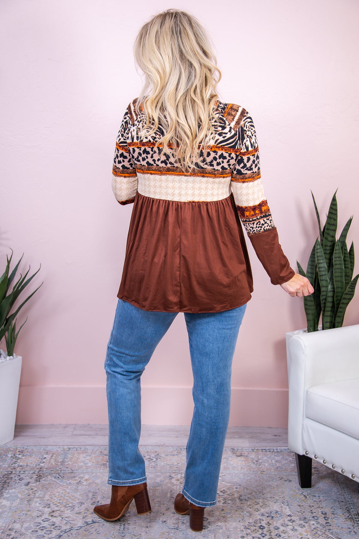 Wild And In Style Brown/Multi Color/Pattern Top - T8140BR