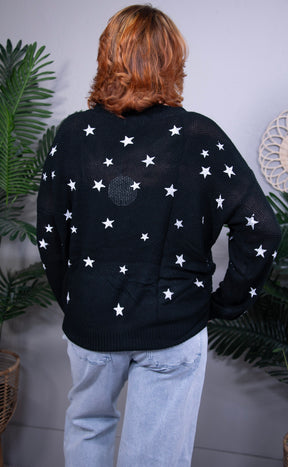 Live Like Stars Black V-Neck Sweater - T11197BK