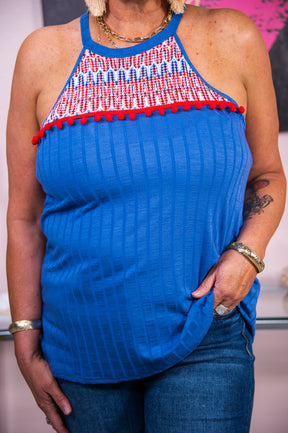 Loved For A Lifetime Blue/Multi Color Printed Top - T7363BL