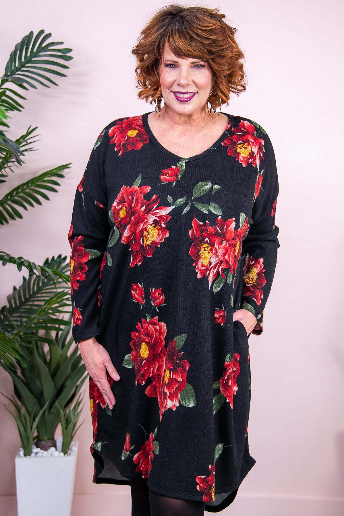 Inspired By Nature Black/Multi Color Floral High-Low Dress - D5093BK