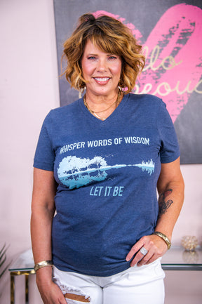 Whisper Words Of Wisdom Heather Navy Graphic Tee - A2823HNV