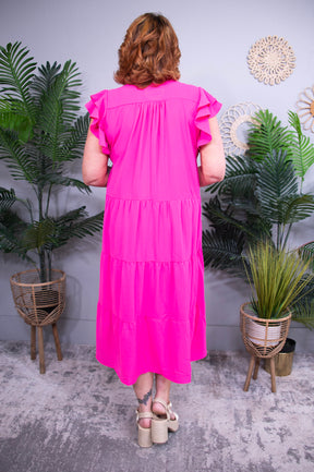 Slay The Game Hot Pink Tiered Dress