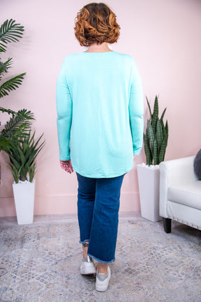 Dreaming About Success Mint Solid Long Sleeve Top - T8802MT