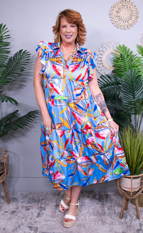 Flair For Style Periwinkle Tiered Midi Dress - D5730PW