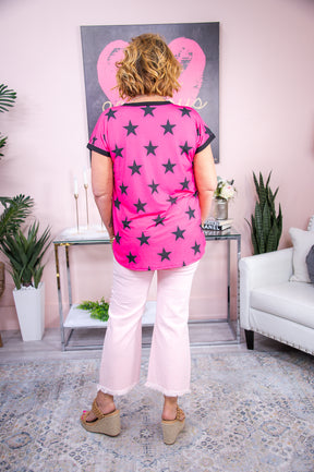 Stars Are Forever Fuchsia/Black Star Top - T7410FU