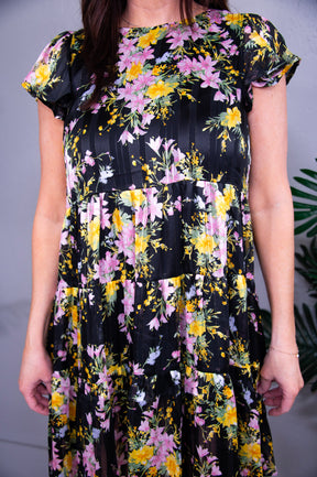 Fresh In Floral Flower Print Tiered Dress