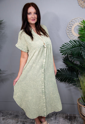 Dressed To Impress Sage Mineral Wash Shirt Dress