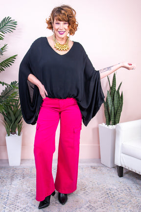 Making A Difference Black Solid Asymmetrical Top - T8810BK