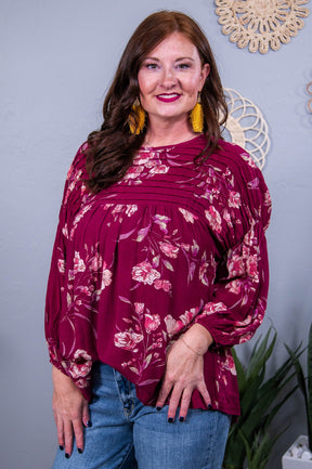 Keep Your Secrets Plum/Multi Color Floral Top - T10411PL