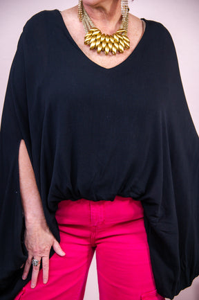 Making A Difference Black Solid Asymmetrical Top - T8810BK