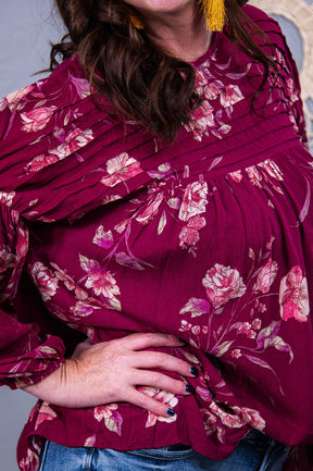 Keep Your Secrets Plum/Multi Color Floral Top - T10411PL