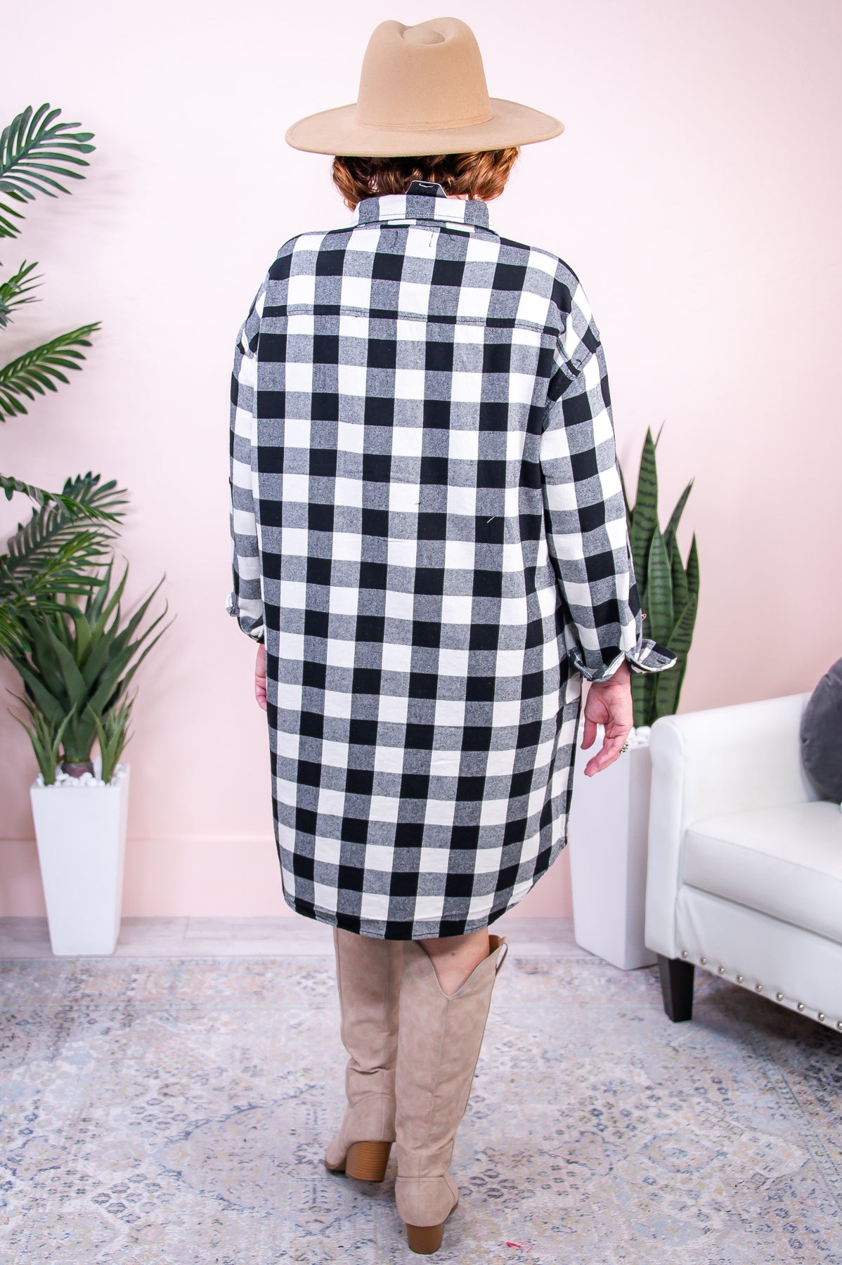 Fashion Inspiration Black/White Checkered Dress - D5096BK