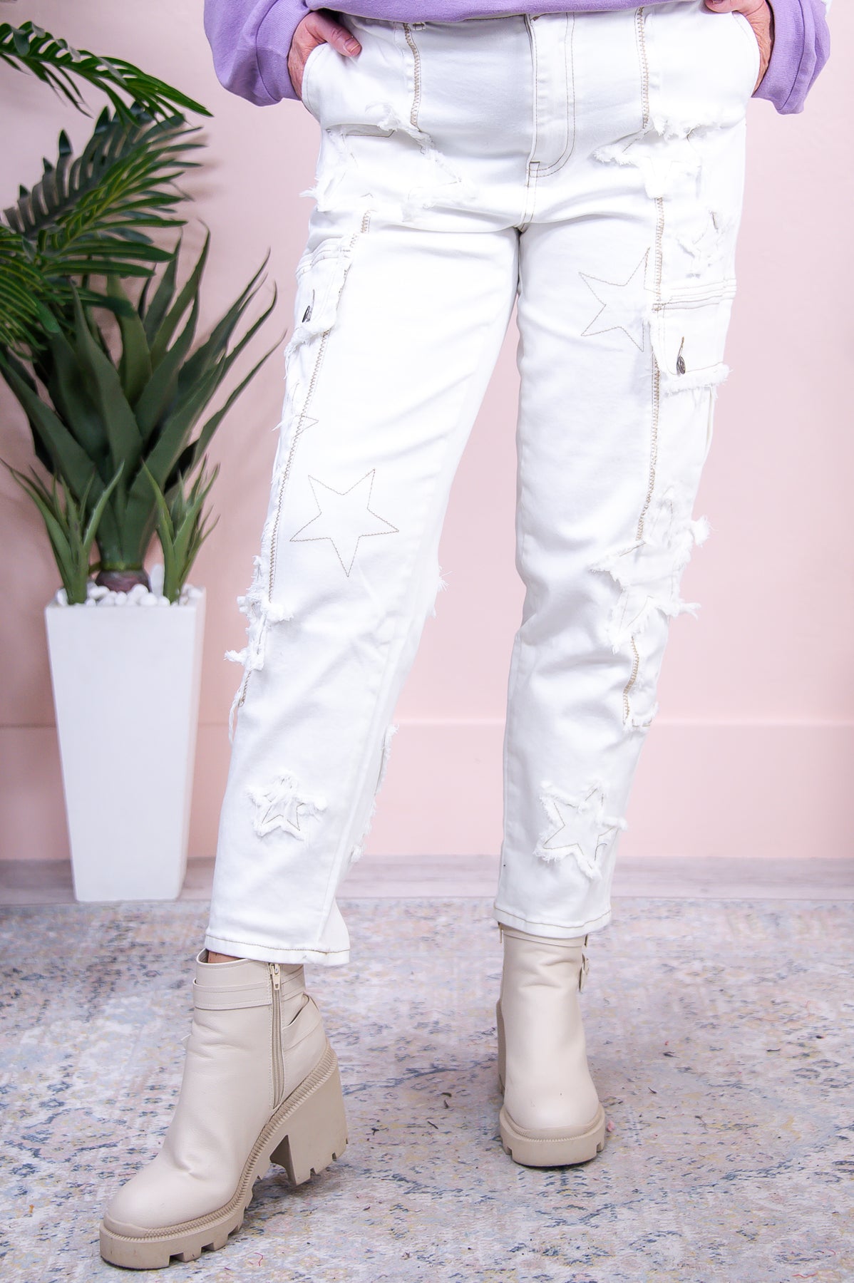 Estella Off White Denim Star Jeans - K1089OW