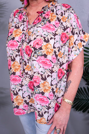 Floral All Day Print Short Sleeve Top - T11178PK