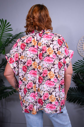 Floral All Day Print Short Sleeve Top - T11178PK