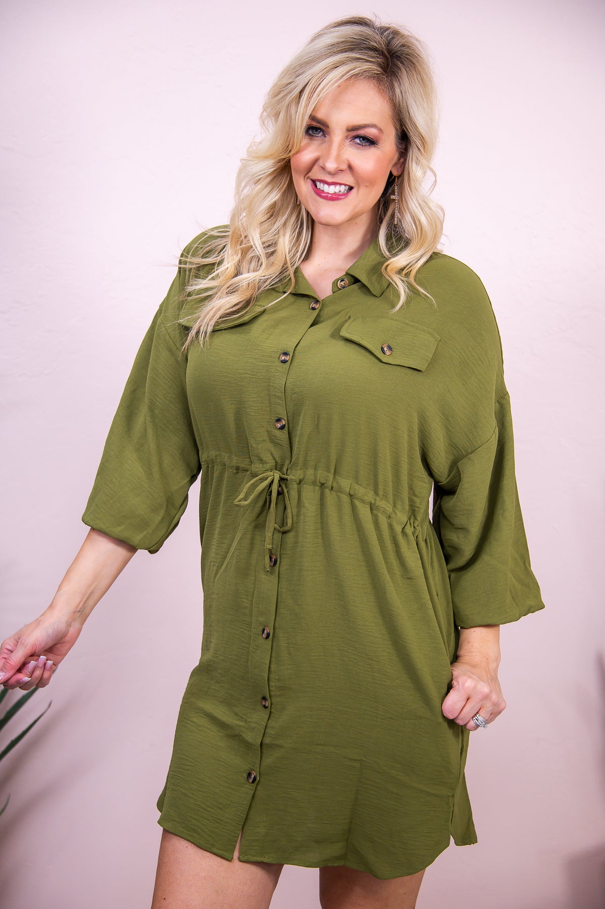 Absolute Fashionista Army Green Solid Dress - D5019AG