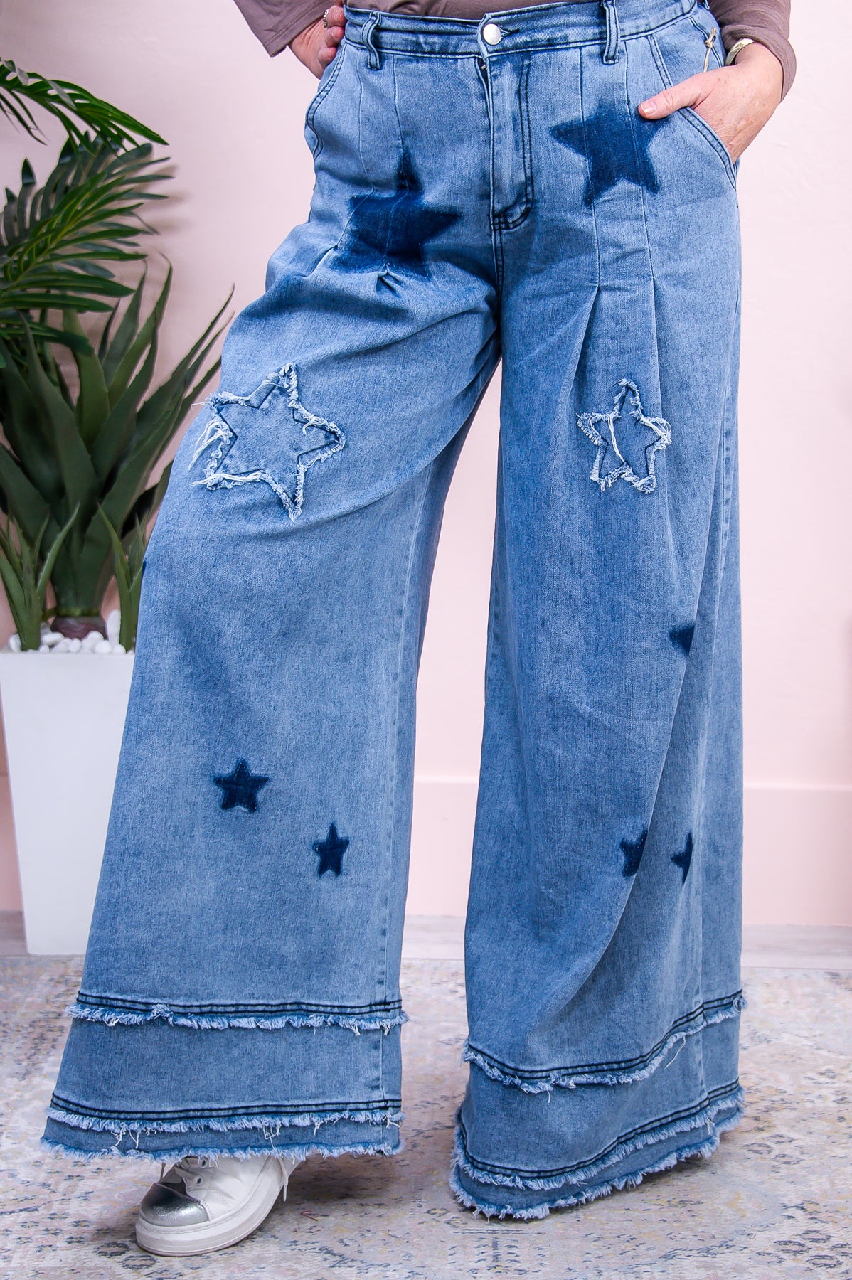 Stacy Light Denim/Dark Denim Star Jeans - K1090DN