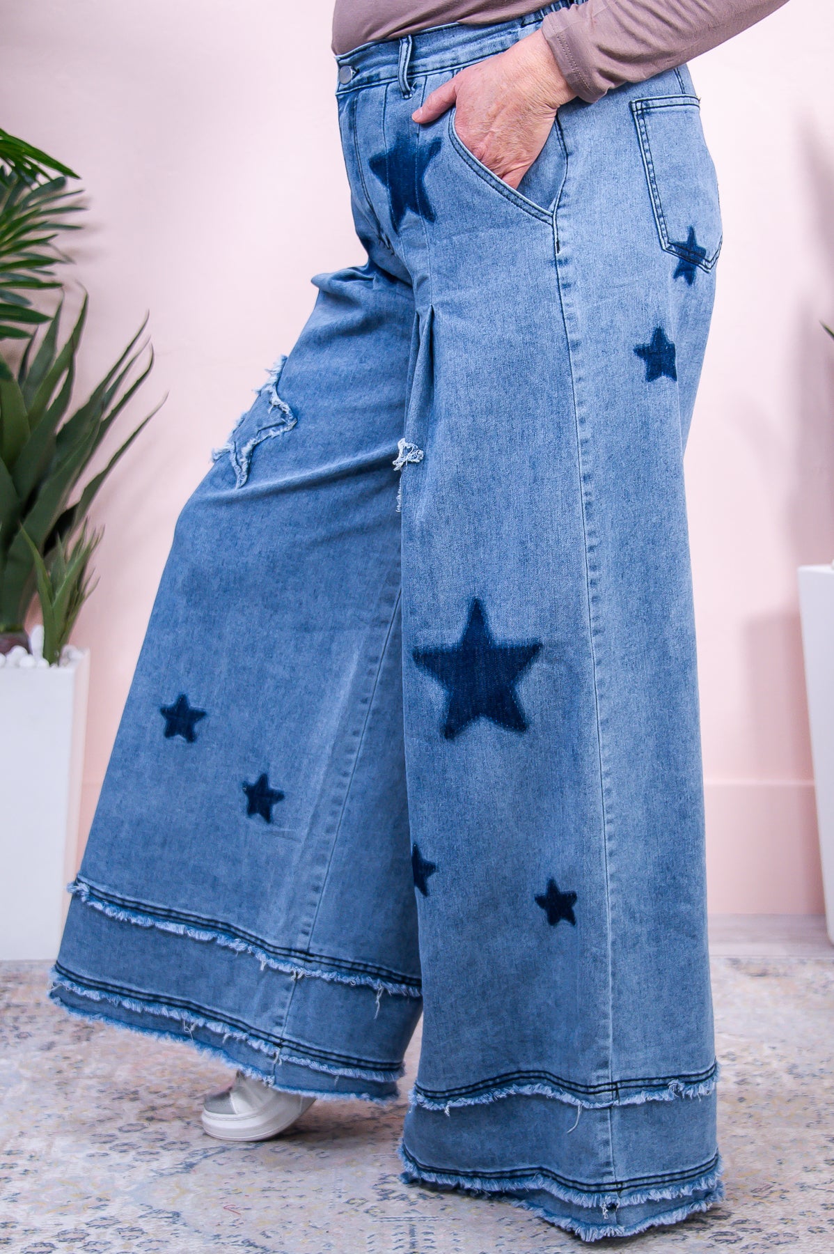 Stacy Light Denim/Dark Denim Star Jeans - K1090DN