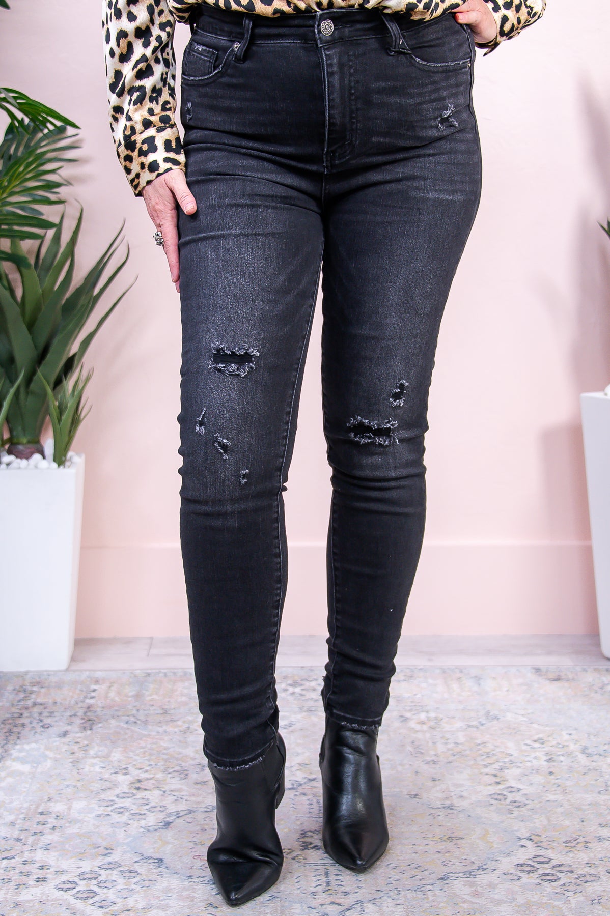 Selene Black Distressed Jeans - K1091BK