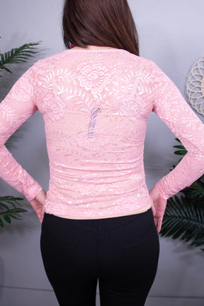 Blossom Beauty Lace Sheer Long Sleeve Top