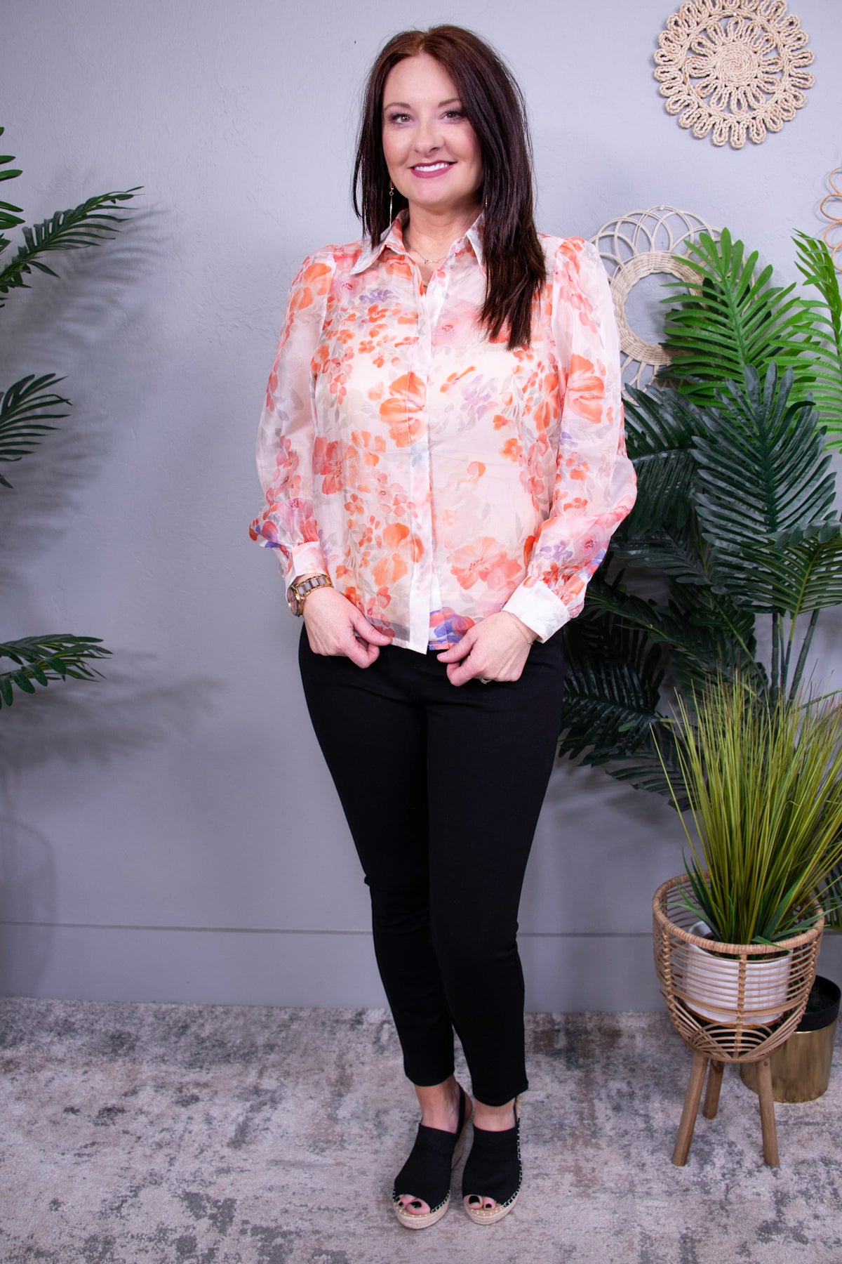 Chic And Lovely Floral Print Top- T11165WH