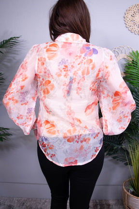 Chic And Lovely Floral Print Top- T11165WH