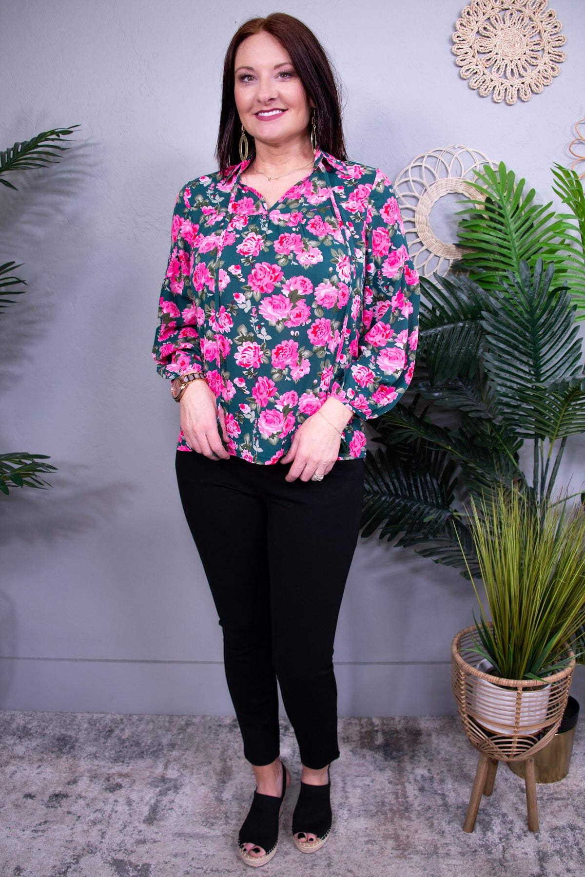 Fresh Is Key Floral Printed Puff Sleeve Top - T11179GN