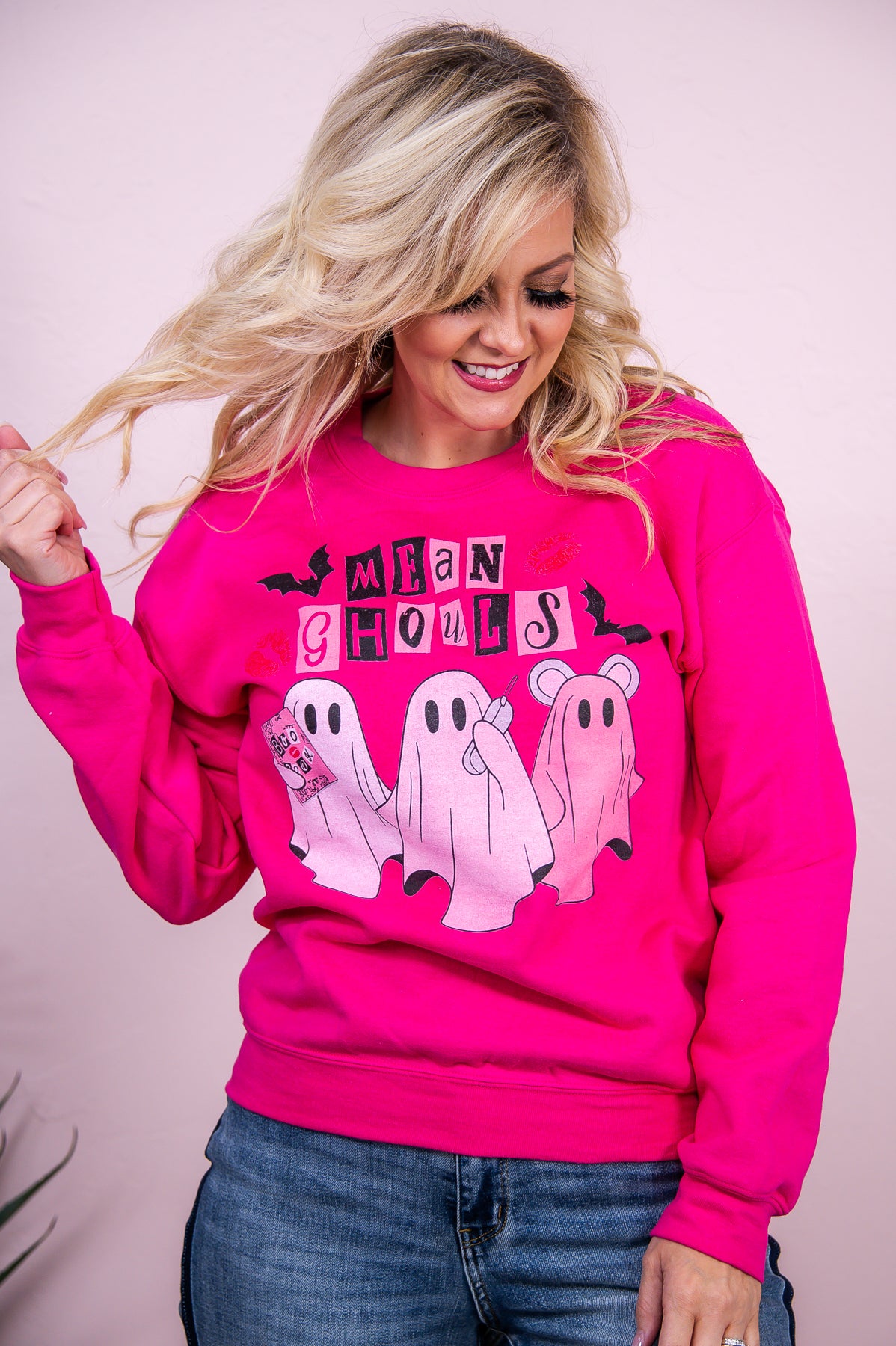 Mean Ghouls Heliconia/Cyber Pink Graphic Sweatshirt - A3005HE